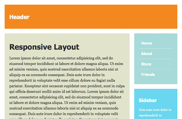 Screenshot of 1st responsive layout at 800px