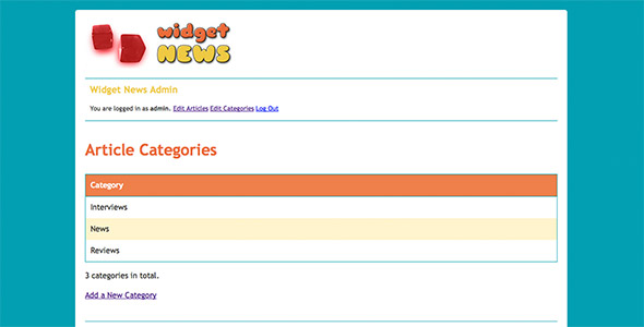 Categories List screenshot