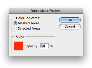 The Quick Mask Options dialog