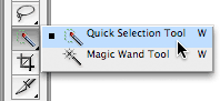 The Quick Selection tool in the Tools palette