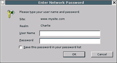 Password protection dialog