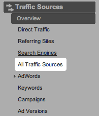 The All Traffic Sources menu option in Google Analytics